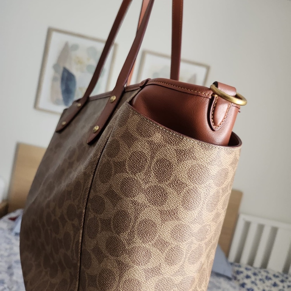 Brown Signature diaper Tote Bag